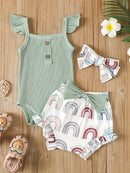 3-Piece Baby Girl Summer Bodysuit Set