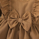 Ruffled Long-Sleeve Baby Girl Dress & Headband SetBaby Dress Set