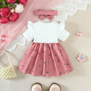 Floral Bow Baby Girl Dress & Headband Set