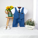 Striped Gentleman Baby Romper with Tie