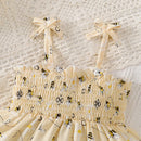 Bee Print Ruffled Baby Girl Dress & Headband Set