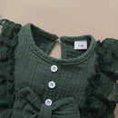 Lace Trim Baby Girl Romper & Headband Set