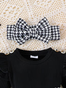 Houndstooth Baby Girl Autumn Outfit Set