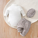 3-Piece Checkered Baby Romper Set