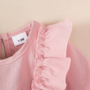 Ruffled Long-Sleeve Baby Girl Dress & Headband SetBaby Dress Set