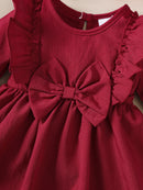 Ruffled Long-Sleeve Baby Girl Dress & Headband SetBaby Dress Set