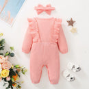 Ruffled Long-Sleeve Baby Girl Romper & Headband Set
