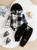 Plaid Hooded Toddler Boys’ Set