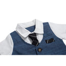 Striped Gentleman Baby Romper with Tie