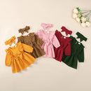 Ruffled Long-Sleeve Baby Girl Dress & Headband SetBaby Dress Set