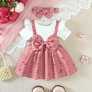 Floral Bow Baby Girl Dress & Headband Set