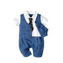Striped Gentleman Baby Romper with Tie