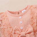 Lace Trim Baby Girl Romper & Headband Set