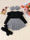 Houndstooth Baby Girl Autumn Outfit Set