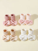 4-Pack Bow Baby Girl Ankle Socks