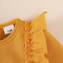 Ruffled Long-Sleeve Baby Girl Dress & Headband SetBaby Dress Set