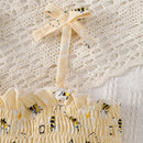 Bee Print Ruffled Baby Girl Dress & Headband Set