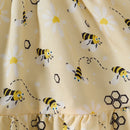 Bee Print Ruffled Baby Girl Dress & Headband Set
