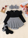 Houndstooth Baby Girl Autumn Outfit Set